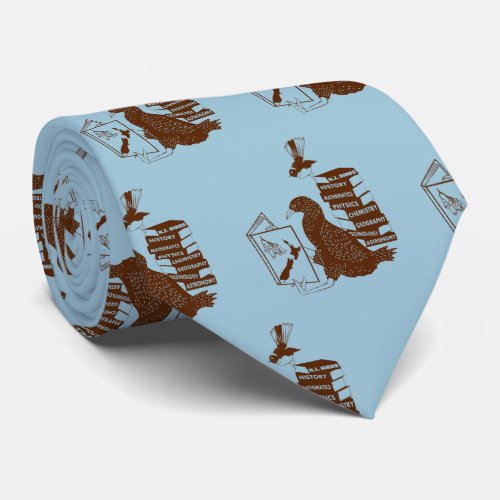 Weka and fantail studying neck tie