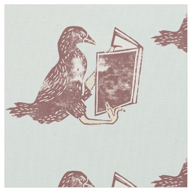 Weka Bird Reading a book Fabric (Close Up)
