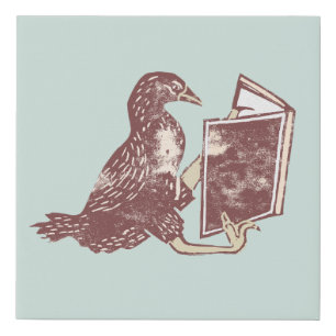 Weka Bird Reading a book Faux Canvas Print
