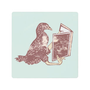 Weka Bird Reading a book Metal Print