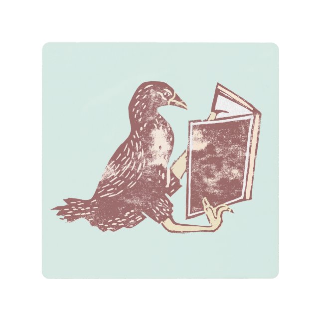 Weka Bird Reading a book Metal Print (Front)