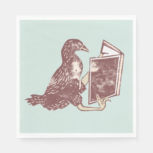 Weka Bird Reading a book Napkins (Front)