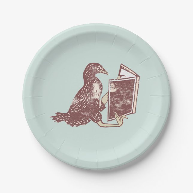 Weka Bird Reading a book Paper Plates (Front)