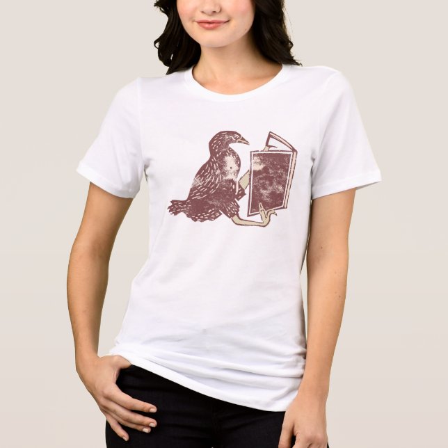 Weka Bird Reading a book Tri-Blend Shirt (Front)