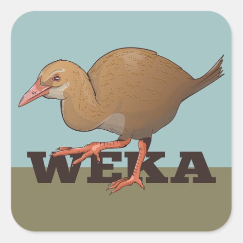 Weka New Zealand Bird Square Sticker