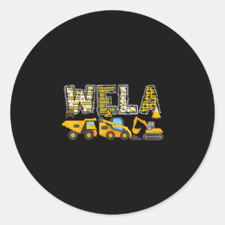 Wela construction excavator kids matching family classic round sticker