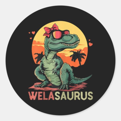 Welasaurus Dino Dinosaur Wela_saurus T_rex Mother Classic Round Sticker