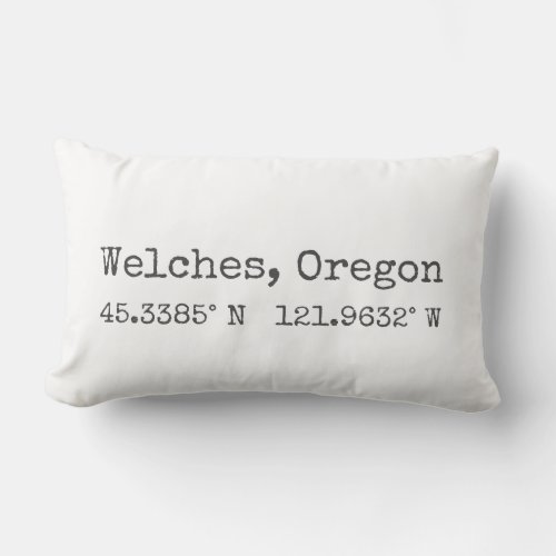 Welches Oregon Map Coordinates Lumbar Pillow