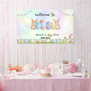Welcom bunny hunting egg Happy Easter flower Party Banner