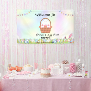 Welcom bunny hunting egg Happy Easter flower Party Banner