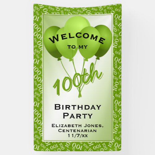 Welcome 100th Cool Random Number Pattern _ Green Banner