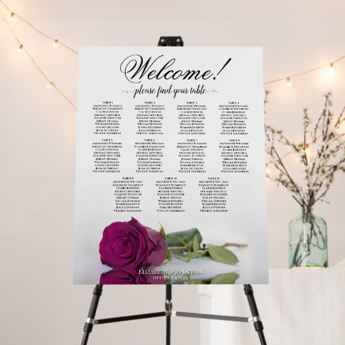 Welcome 11 Table Cassis Magenta Rose Seating Chart Foam Board