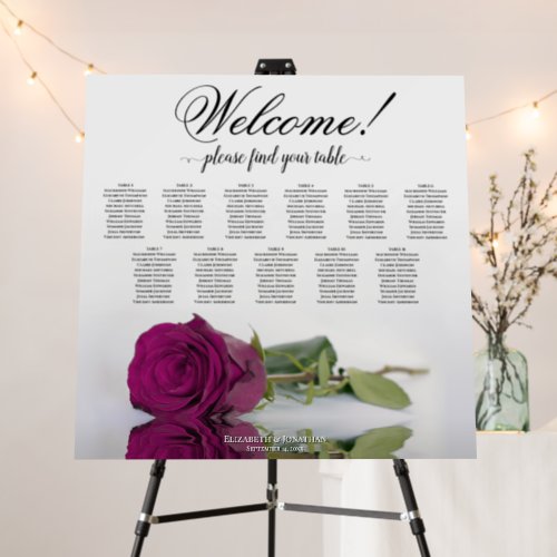 Welcome 11 Table Cassis Magenta Rose Seating Chart Foam Board