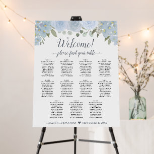 Welcome! 11 Table Dusty Blue Floral Seating Chart Foam Board