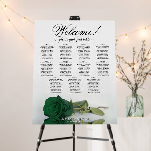 Welcome! 11 Table Emerald Green Rose Seating Chart Foam Board