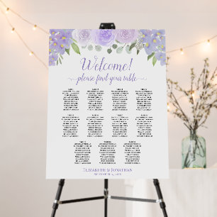 Welcome! 11 Table Lavender Floral Seating Chart Foam Board