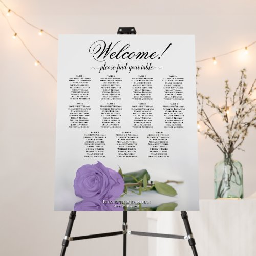 Welcome! 11 Table Lavender Rose Seating Chart Foam Board