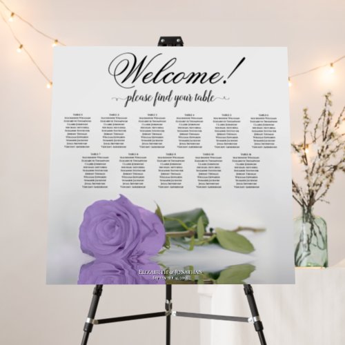 Welcome 11 Table Lavender Rose Seating Chart Foam Board