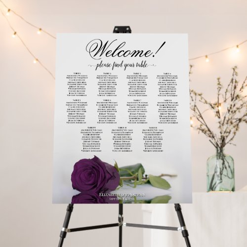 Welcome! 11 Table Plum Purple Rose Seating Chart Foam Board
