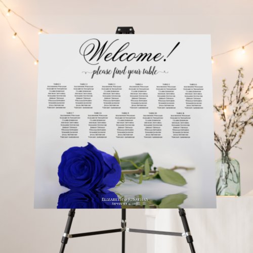 Welcome 11 Table Royal Blue Rose Seating Chart Foam Board