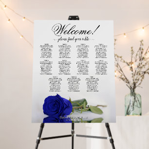 Welcome! 11 Table Royal Blue Rose Seating Chart Foam Board