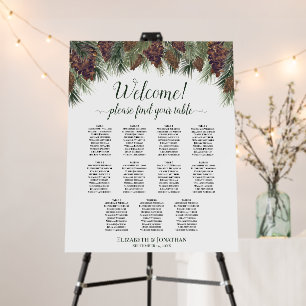 Welcome! 11 Table Rustic Pinecones Seating Chart Foam Board