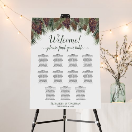 Welcome 11 Table Rustic Pinecones Seating Chart Foam Board