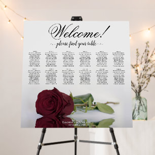 Welcome! 12 Table Burgundy Rose Seating Chart Foam Board