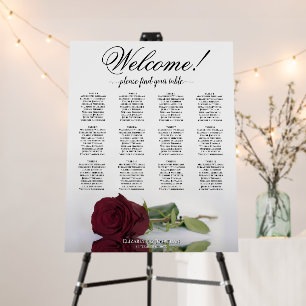 Welcome! 12 Table Burgundy Rose Seating Chart Foam Board