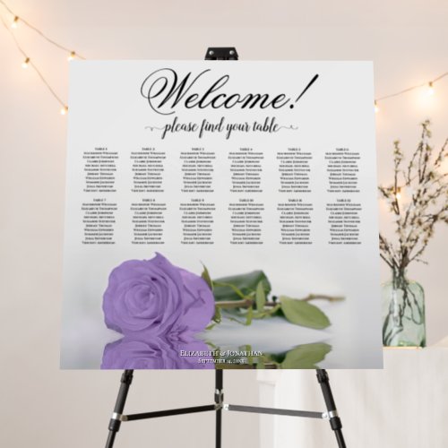Welcome 12 Table Lavender Rose Seating Chart Foam Board