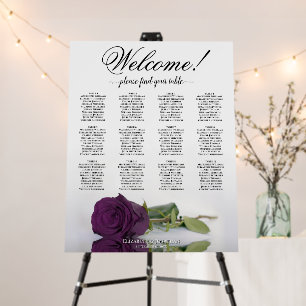 Welcome! 12 Table Plum Purple Rose Seating Chart Foam Board