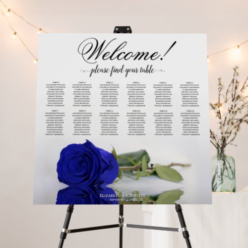 Welcome 12 Table Royal Blue Rose Seating Chart Foam Board
