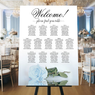 Welcome! 13 Table Dusty Blue Rose Seating Chart Foam Board