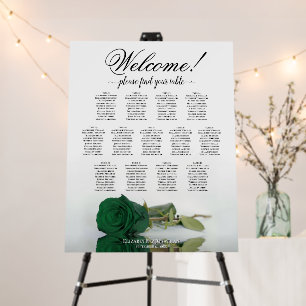 Welcome! 13 Table Emerald Green Rose Seating Chart Foam Board