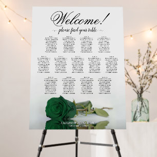 Welcome! 13 Table Emerald Green Rose Seating Chart Foam Board