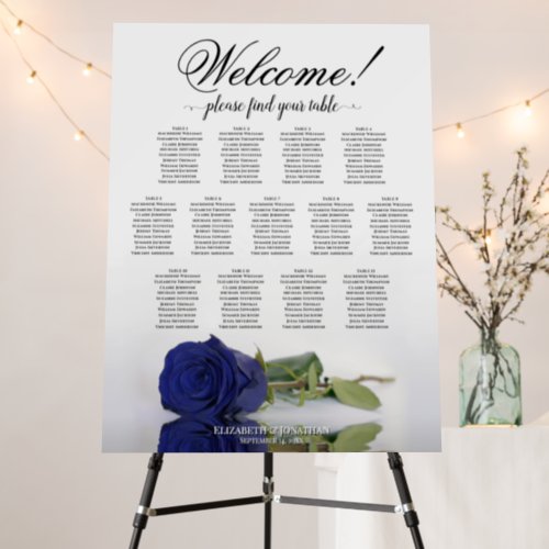 Welcome 13 Table Navy Blue Rose Seating Chart Foam Board