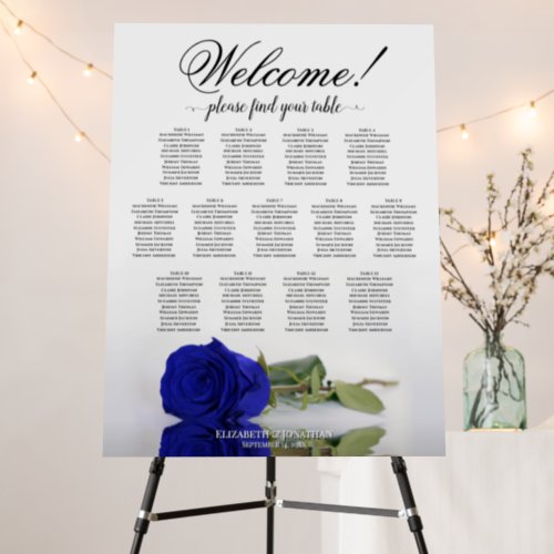 Welcome 13 Table Royal Blue Rose Seating Chart Foam Board