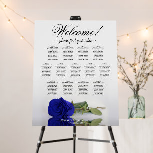 Welcome! 13 Table Royal Blue Rose Seating Chart Foam Board