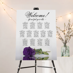 Welcome! 13 Table Royal Purple Rose Seating Chart Foam Board