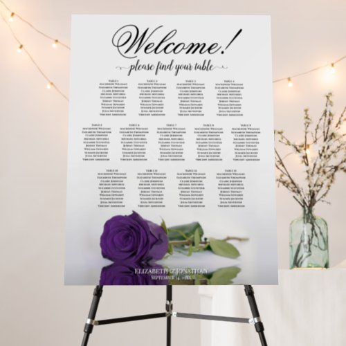 Welcome 13 Table Royal Purple Rose Seating Chart Foam Board