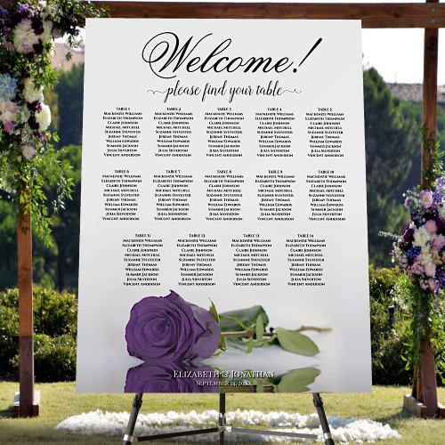 Welcome 14 Table Amethyst Rose Seating Chart Foam Board