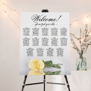 Welcome! 14 Table Butter Yellow Rose Seating Chart Foam Board