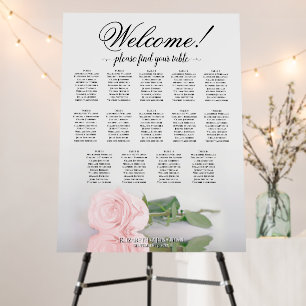 Welcome! 14 Table Elegant Pink Rose Seating Foam Board