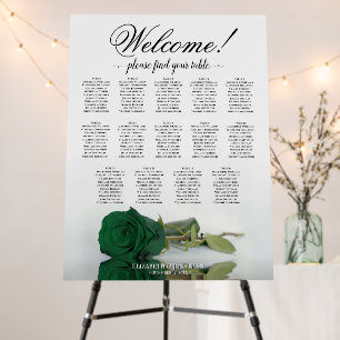 Welcome! 14 Table Emerald Green Rose Seating Chart Foam Board