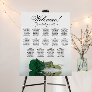 Welcome! 14 Table Emerald Green Rose Seating Chart Foam Board