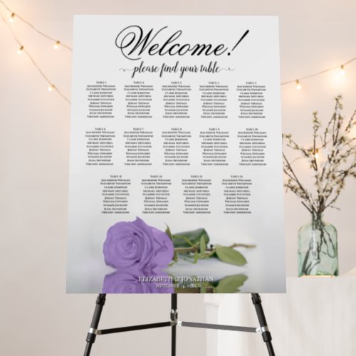 Welcome 14 Table Lavender Rose Seating Chart Foam Board