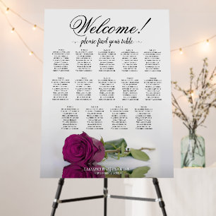 Welcome! 14 Table Magenta Plum Rose Seating Chart Foam Board