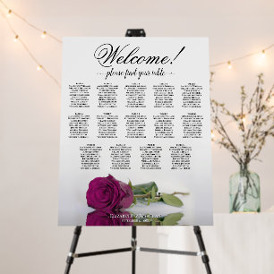 Welcome! 14 Table Magenta Plum Rose Seating Chart Foam Board