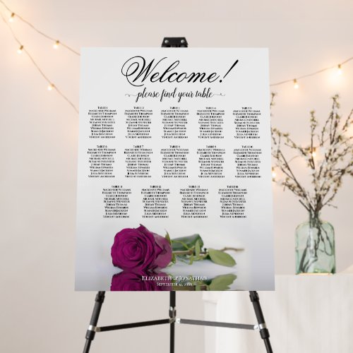 Welcome! 14 Table Magenta Plum Rose Seating Chart Foam Board