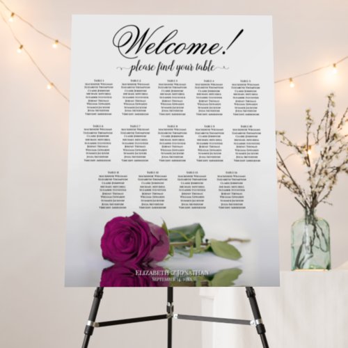 Welcome 14 Table Magenta Plum Rose Seating Chart Foam Board